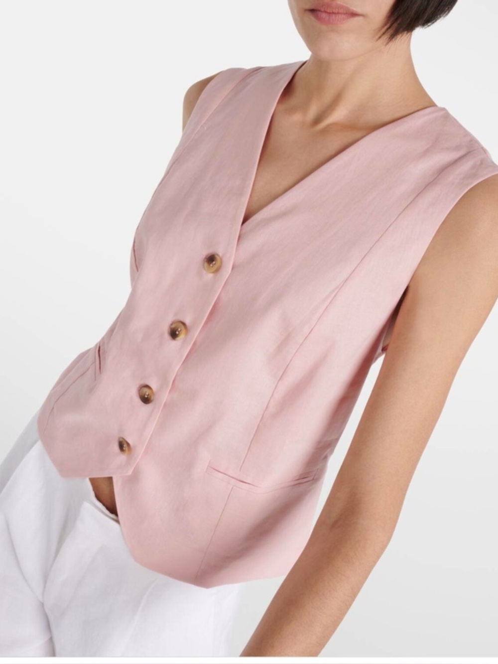 Rixo powder pink Norah linen cotton coastal old money chic vest top 3XL